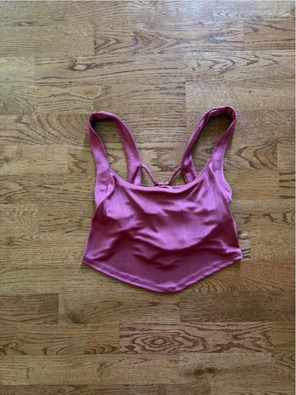 Free People To the Point Crop Tank Backless Berry XS Red Apron Tie Back Drapey